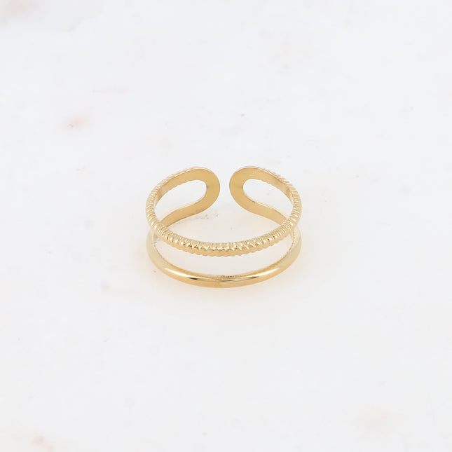 Bague Sohana - 2 rangs, strié et lisse