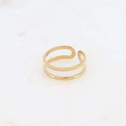 Bague Sohana - 2 rangs, strié et lisse