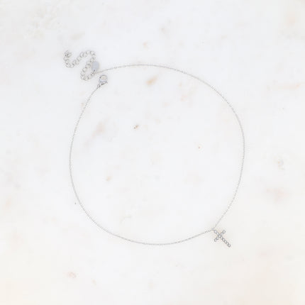 Collier - pendentif croix avec oxydes de zirconium
