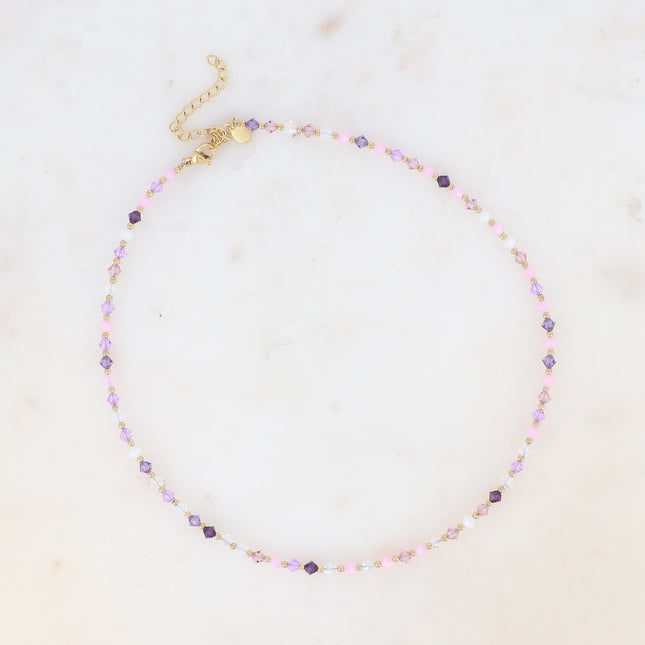Collier sur câble - cristaux toupies