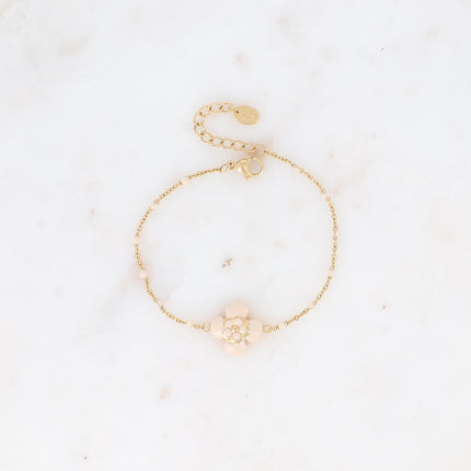 Bracelet - chaîne avec émail, fleur émaillée