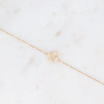 Bracelet - chaîne avec émail, fleur émaillée