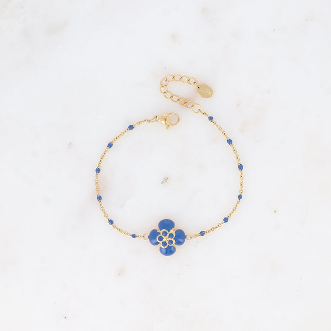 Bracelet - chain with enamel, enameled flower