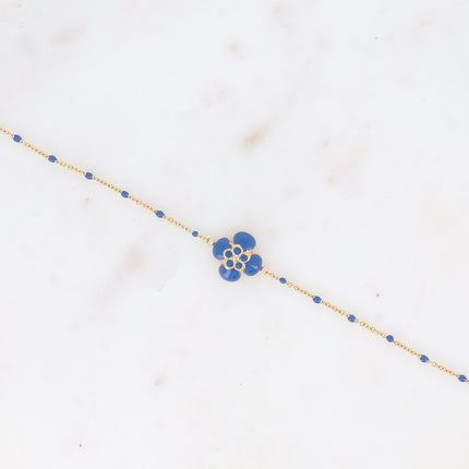 Bracelet - chaîne avec émail, fleur émaillée