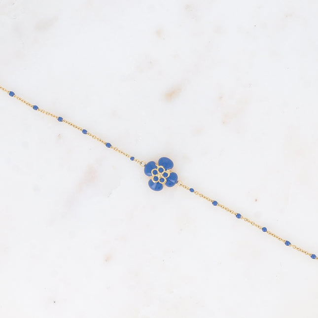 Bracelet - chain with enamel, enameled flower