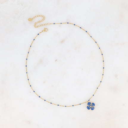 Collier - chaîne avec émail, fleur émaillée