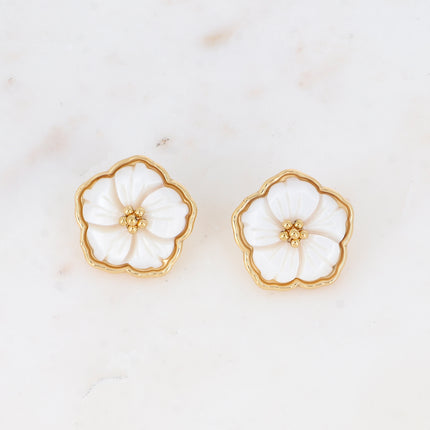 Boucles puces - fleur nacrée 27mm