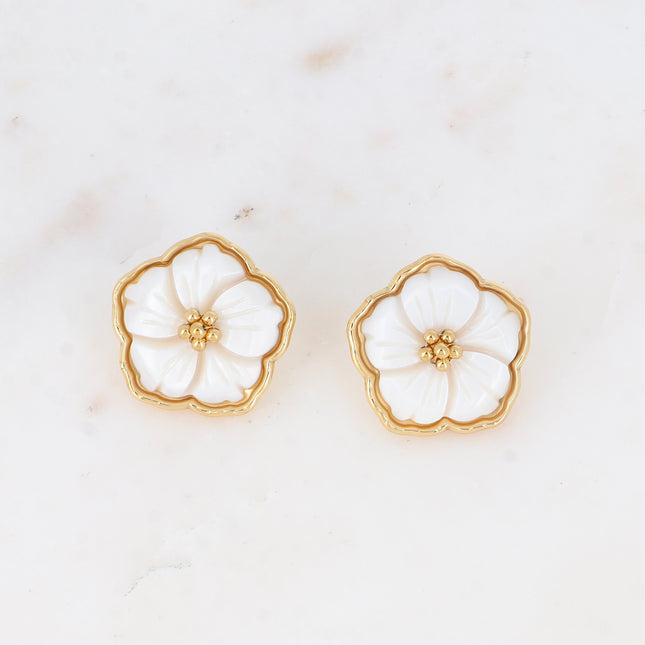 Boucles puces - fleur nacrée 27mm