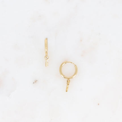 Mini créoles - pendentif clef