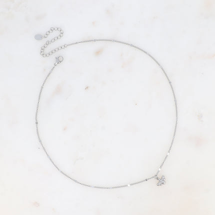 Collier - maille forçat alternée plate, pendentif petite abeille