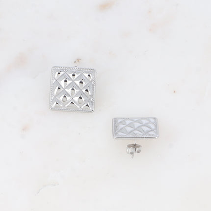 Boucles puces - carré effet matelassé 19mm