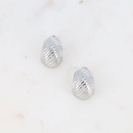 Stud earrings - grooved piece, curved oval
