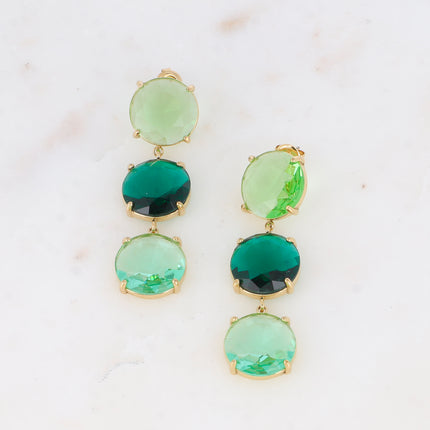 Boucles pendantes - 3 cristaux ronds plats