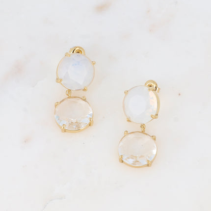 Dangle earrings - 2 flat round crystals
