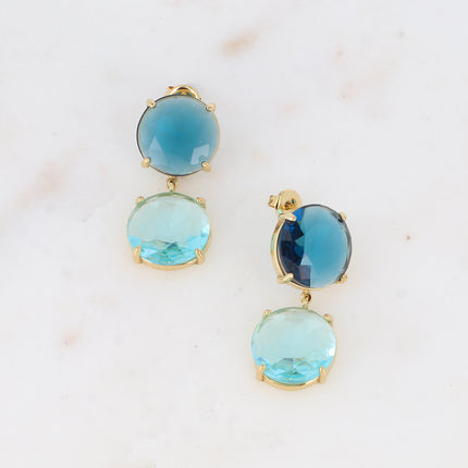 Dangle earrings - 2 flat round crystals