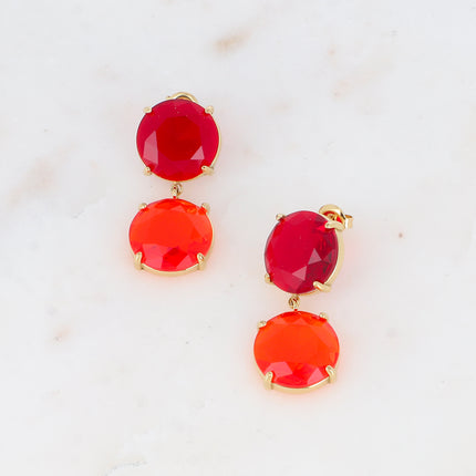 Dangle earrings - 2 flat round crystals