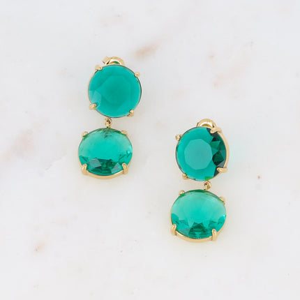 Dangle earrings - 2 flat round crystals