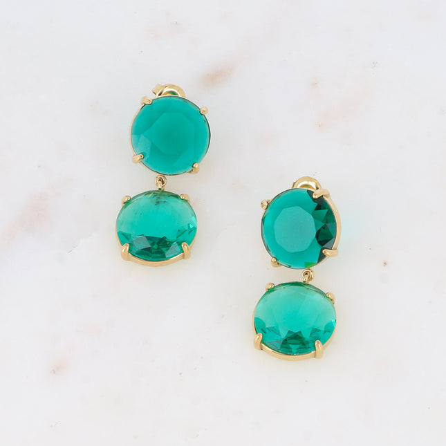 Dangle earrings - 2 flat round crystals