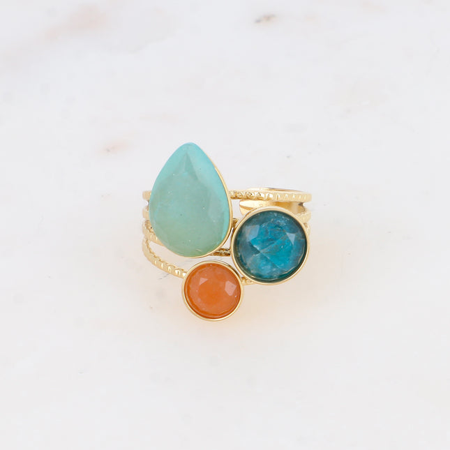 Ring - natural teardrop and round stones