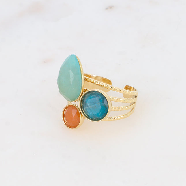 Ring - natural teardrop and round stones