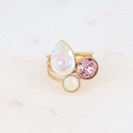 Bague Trilogie Goutte - cristaux Swarovski® goutte et rondes