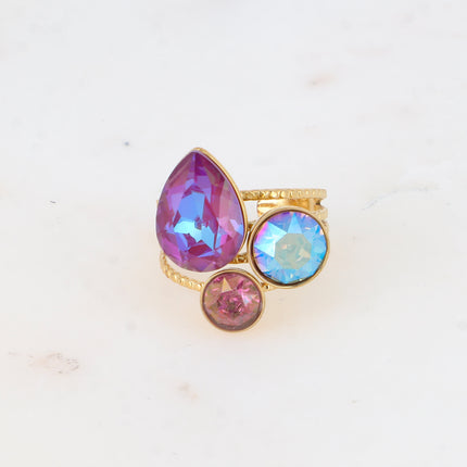 Bague Trilogie Goutte - cristaux Swarovski® goutte et rondes