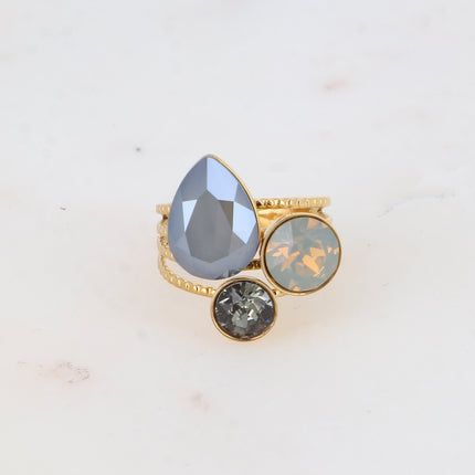 Bague Trilogie Goutte - cristaux Swarovski® goutte et rondes