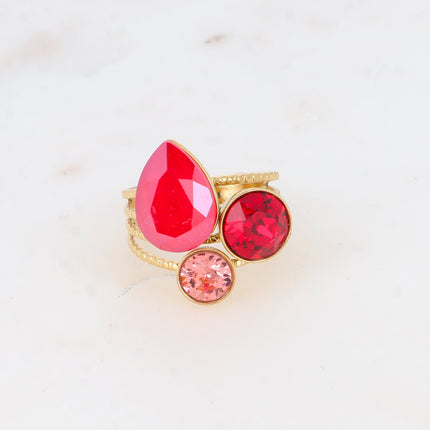 Bague Trilogie Goutte - cristaux Swarovski® goutte et rondes