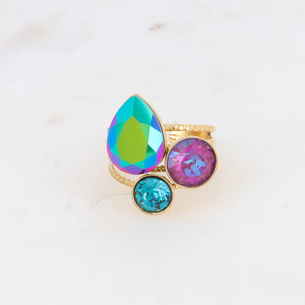 Bague Trilogie Goutte - cristaux Swarovski® goutte et rondes