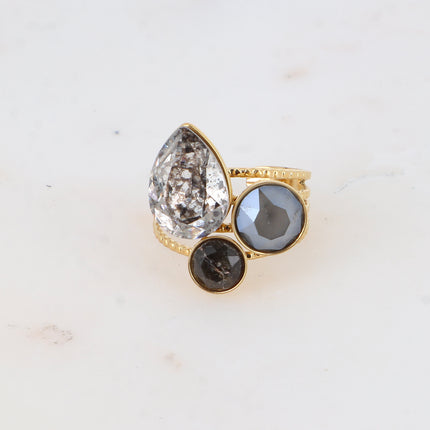 Bague Trilogie Goutte - cristaux Swarovski® goutte et rondes