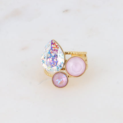 Bague Trilogie Goutte - cristaux Swarovski® goutte et rondes