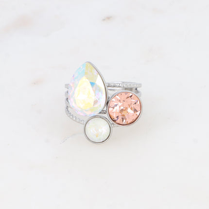 Bague Trilogie Goutte - cristaux Swarovski® goutte et rondes