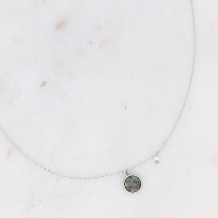 Collier Emllo - pendentif en pierre naturelle et perles d'eau douce