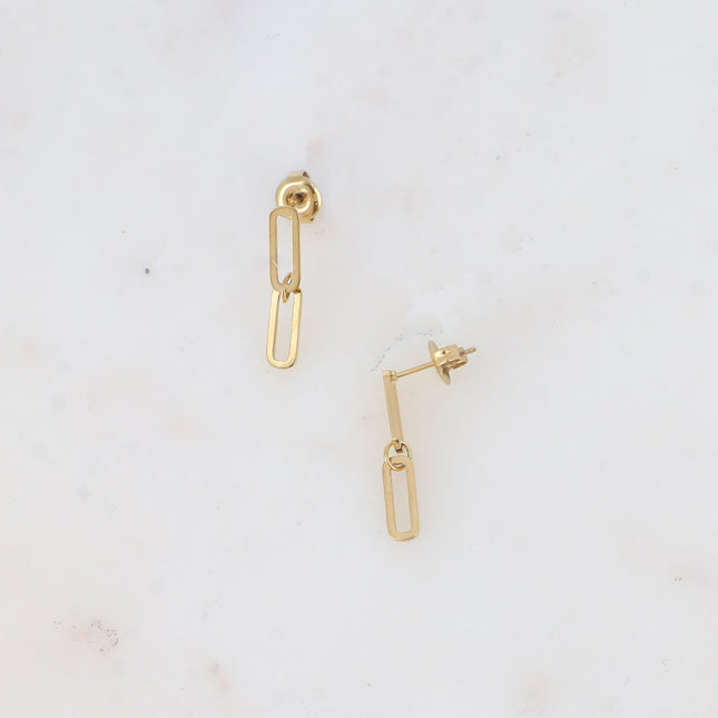 Boucles pendantes - double anneau ovale fin