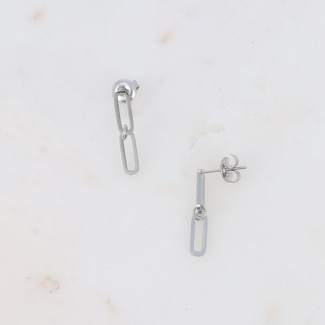Boucles pendantes - double anneau ovale fin