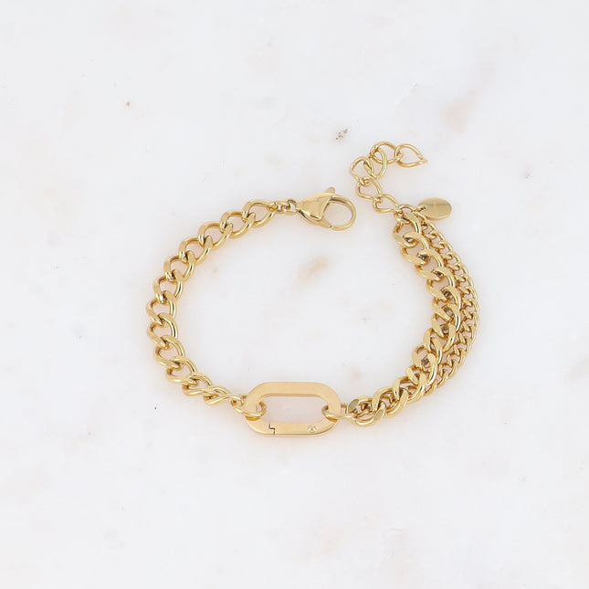 Bracelet - elongated oval ring and curb links