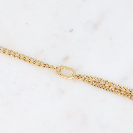 Bracelet - anneau ovale allongé et mailles gourmettes