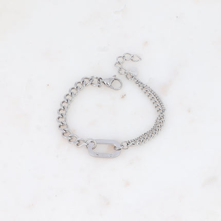 Bracelet - anneau ovale allongé et mailles gourmettes