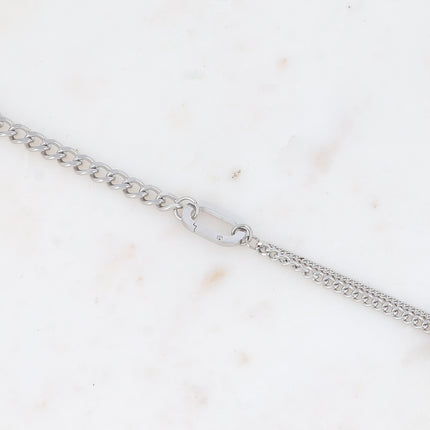 Bracelet - anneau ovale allongé et mailles gourmettes