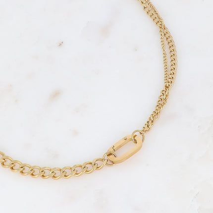 Collier - anneau ovale allongé et mailles gourmettes