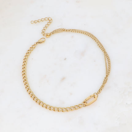 Collier - anneau ovale allongé et mailles gourmettes