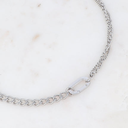Collier - anneau ovale allongé et mailles gourmettes