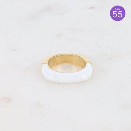 Bague - anneau carré bi-texturé avec émail