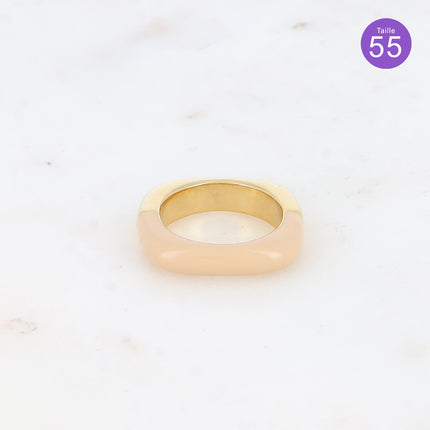 Bague - anneau carré bi-texturé avec émail