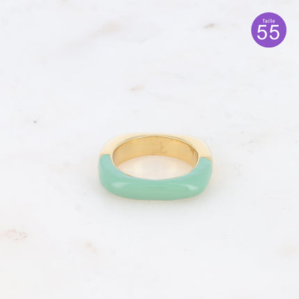 Bague - anneau carré bi-texturé avec émail
