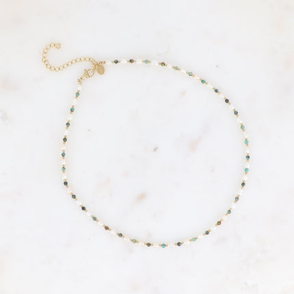 Collier Alana - ras de cou, perles d'eau douce et pierres naturelles