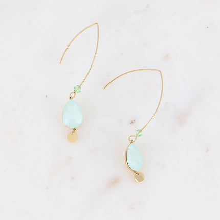 Boucles pendantes - long crochet orné de cristaux de Swarovski® goutte 10x14mm et toupie
