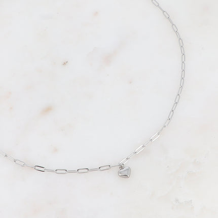 Collier - maille ovale et petit coeur