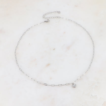 Collier - maille ovale et petit coeur