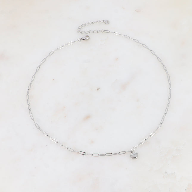 Collier - maille ovale et petit coeur